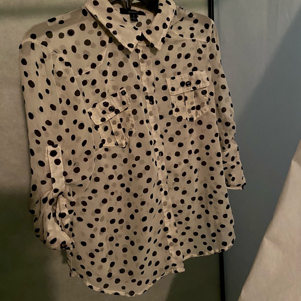 Black and white polkadot top